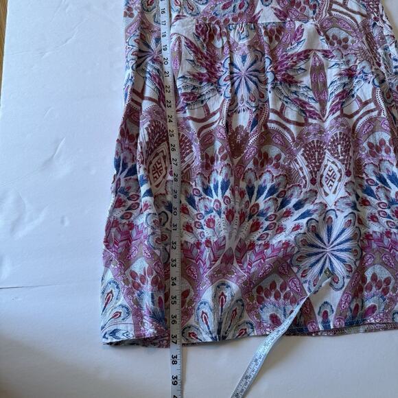 Luca Vanucci Dress Sz MED 100% Linen Floral Cap Sleeve Scoop Neck Spring Easter - Picture 10 of 11